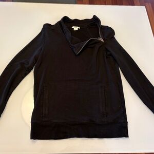 Helmut Lang Black Cowl/Mock Neck Top with Zipper Detail